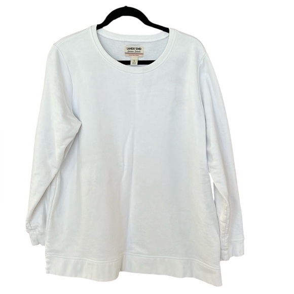 Lands' End White Crew Neck Sweatshirt XL - Picture 1 of 5